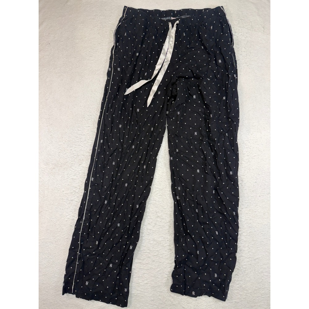 Victoria's Secret Polka Dot Monogram Pajama Pants Black XL Long